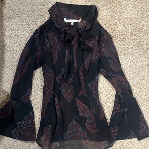 RACHEL Rachel Roy Black and Red Paisley Blouse